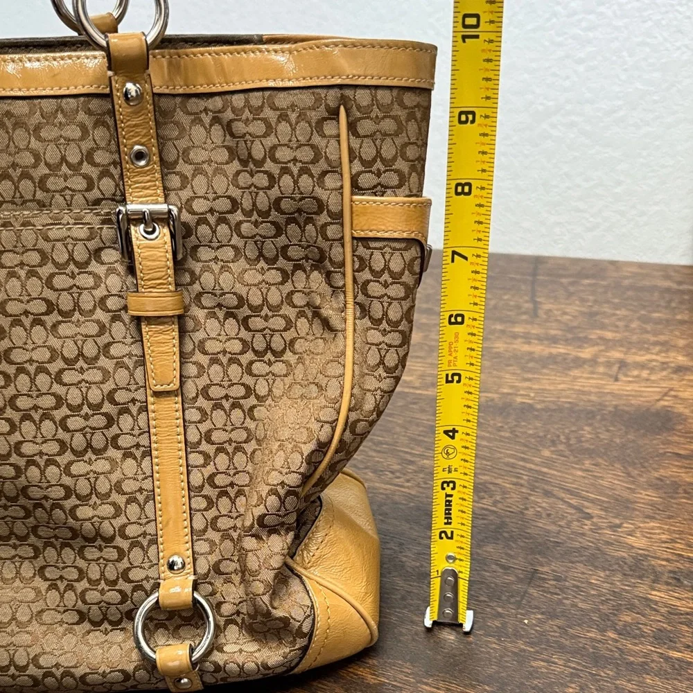 Coach Brown and Tan Jacquard Shoulder Bag - Picture 16 of 16
